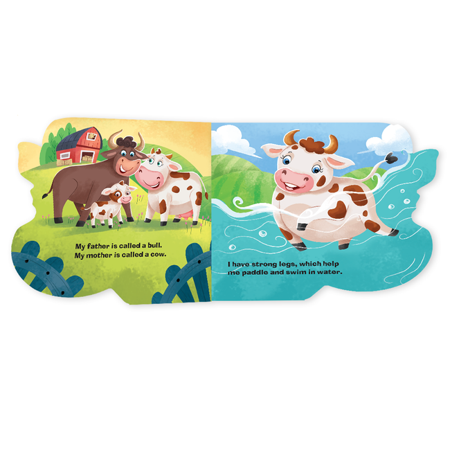 Farm & Pet Animals Shaped Board Books I Board Books for Children Age 2+ I Set of 6 Books (12 Pages in each book) I Picture Books for Kids I Beautiful Illustrations