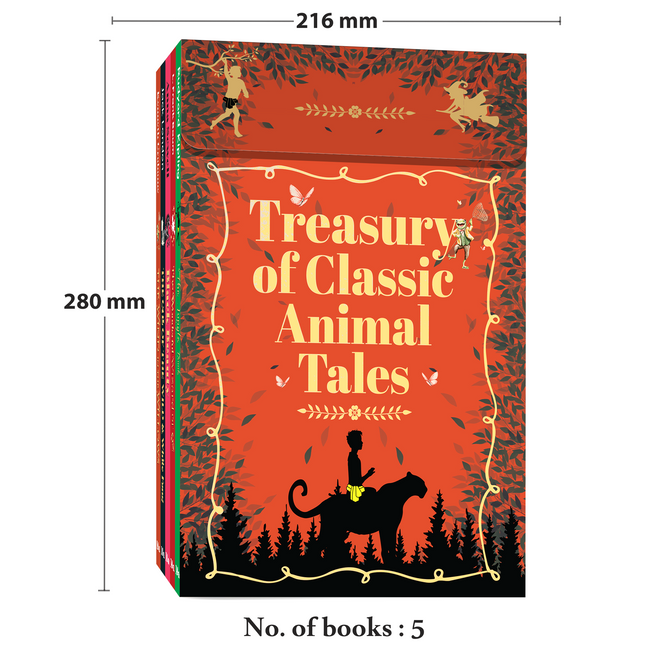 Treasury of Classic Animal Tales | The Jungle Book, Black Beauty, The Wonderful Wizard of Oz and The Call of the Wild & White Fang| Set of 5 Unabridged Animal Classics with Bookmarks | Sturdy Gift Box for Kids & Adults