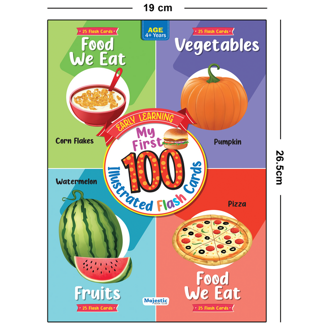 My First 100 Illustrated Early Learning Flash Cards :Food we eat, Vegetables,Fruits, Food we eat | Best for Gifting