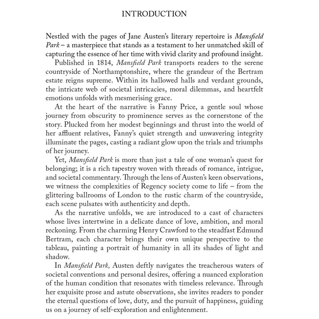 Mansfield Park by Jane Austen | Classic Literature | Unabridged & Complete (336 Pages) | Romantic Fiction Novel for Readers of All Ages