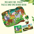 Jungle Animal Puzzle Box for Kids Age 3+ | Educational Toy with 35 Jigsaw Puzzle Pieces + 1 Board Book