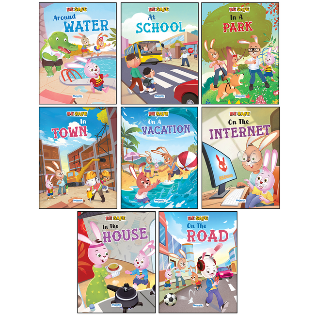 Safety Book Set for Kids Ages 4+ | Set of 8 Books (16 Pages in Each) | Illustrated Pictures | Educational Story Books for Children