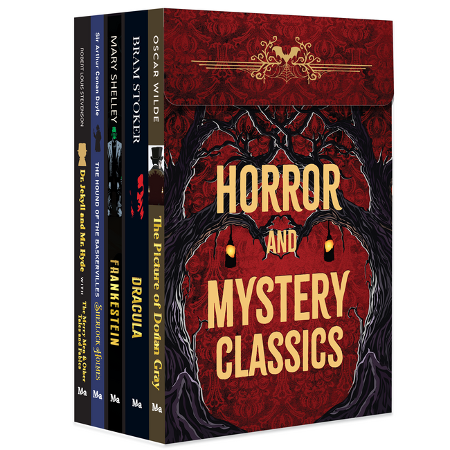 Horror and Mystery Classics | Frankenstein, Dracula, Dorian Gray, Dr Jekyll and Mr Hyde and The Hound of the Baskervilles | 5 Gothic Horror & Mystery Classics with Bookmarks | Unabridged Gift Set in Sturdy Box