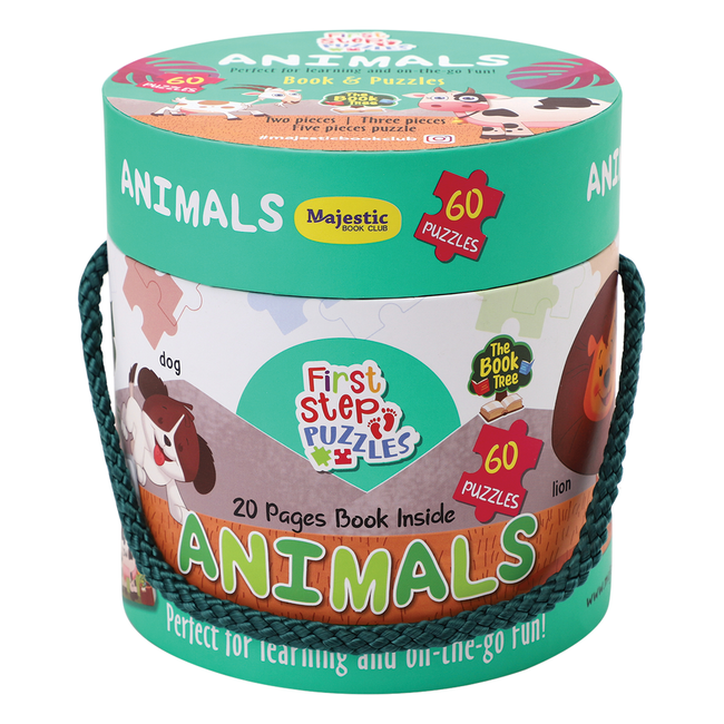 Animal Puzzle Box for Kids Age 2+ | Educational Toy with 60 Jigsaw Puzzle Pieces + 1 Board Book