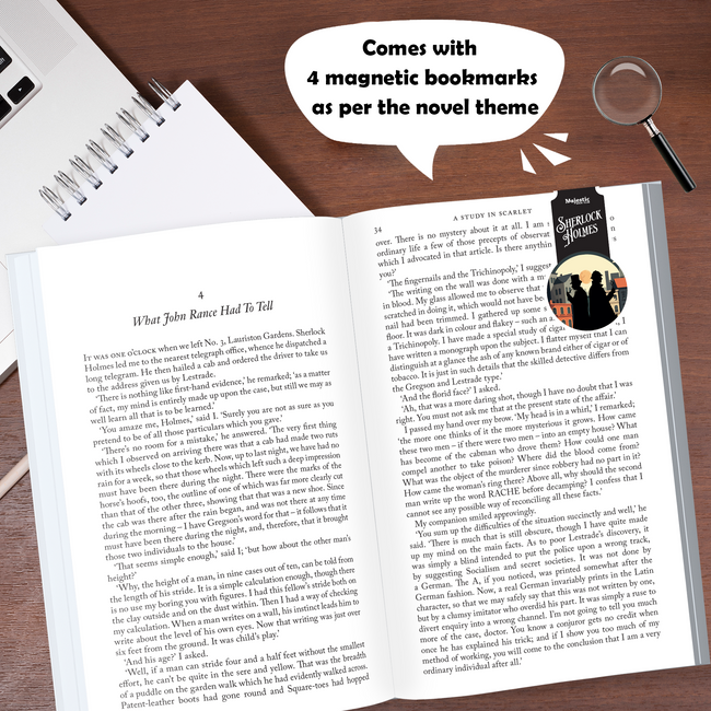 Sherlock Holmes Complete Novel Collection | The Hound of the Baskervilles, The Sign of the Four, A Study in Scarlet and The Valley of Fear | Set of 4 Sherlock Holmes Novels with Bookmarks | Gift Box of Unabridged Editions