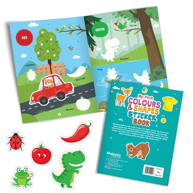 My First Colours & Shapes Sticker Book for Kids Ages 3+ | Fun Learning with 16 Pages + 8 Sticker Sheets |  2-in-1 Sticker Book | Fun Preschool Activity Book by Majestic Book Club