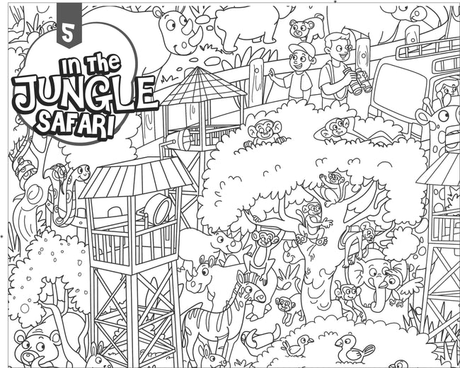 In the jungle Safari- Colouring Poster