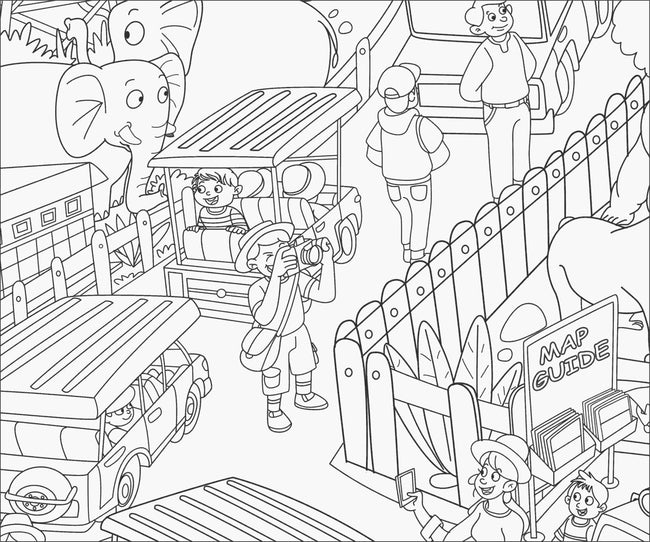 In the jungle Safari- Colouring Poster