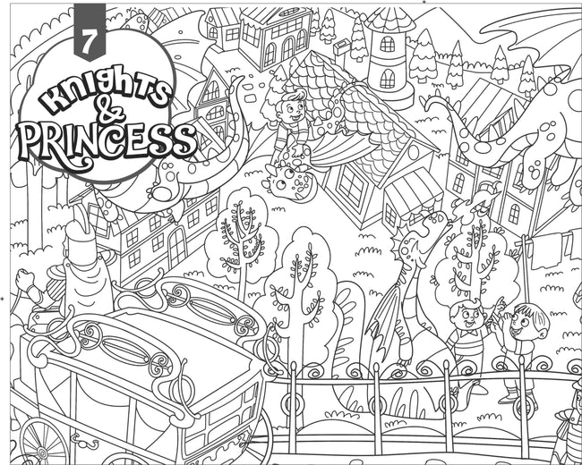 Knights & Princess- Colouring Poster