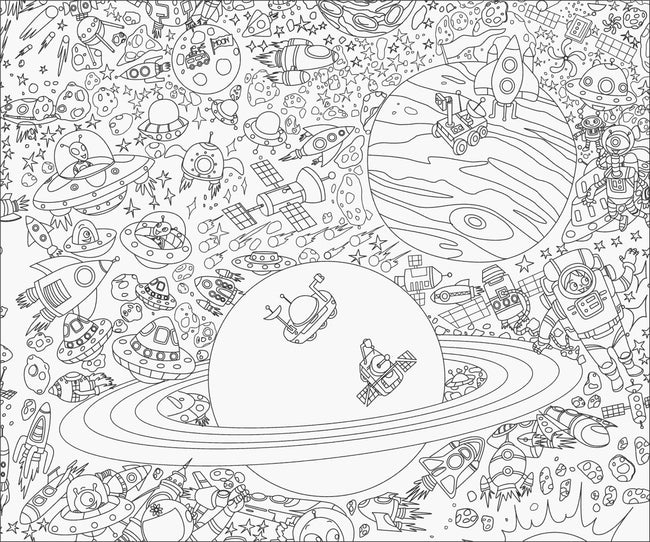 In the Space- Colouring Poster