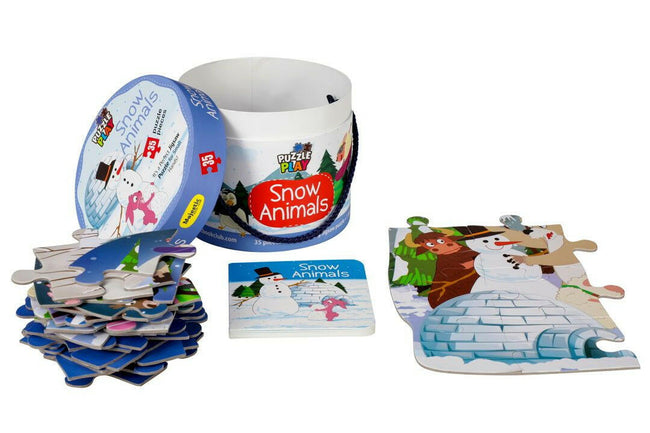 Snow Animals Puzzle Box for Kids Age 3+ I Educational Toy with 35 Jigsaw Puzzle Pieces + 1 Board Book