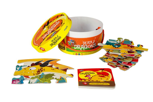 Deadly Dragon Puzzle Box for Kids Age 3+ I Fun Toy with 30 Jigsaw Puzzle Pieces + 1 Board Book