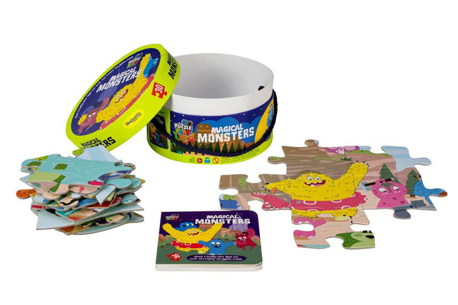 Magical Monsters Puzzle Box for Kids Age 3+ I Fun Toy with 30 Jigsaw Puzzle Pieces + 1 Board Book