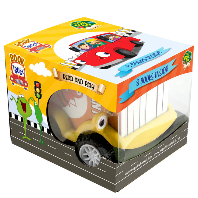 Animals in Action: Book Truck of 8 Best Board Books for Kids parked in a Truck