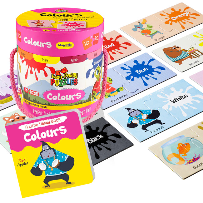 Colours Puzzle Box for Kids Age 2+ I Educational Toy with 20 Big Jigsaw Puzzle Pieces + 1 Board Book