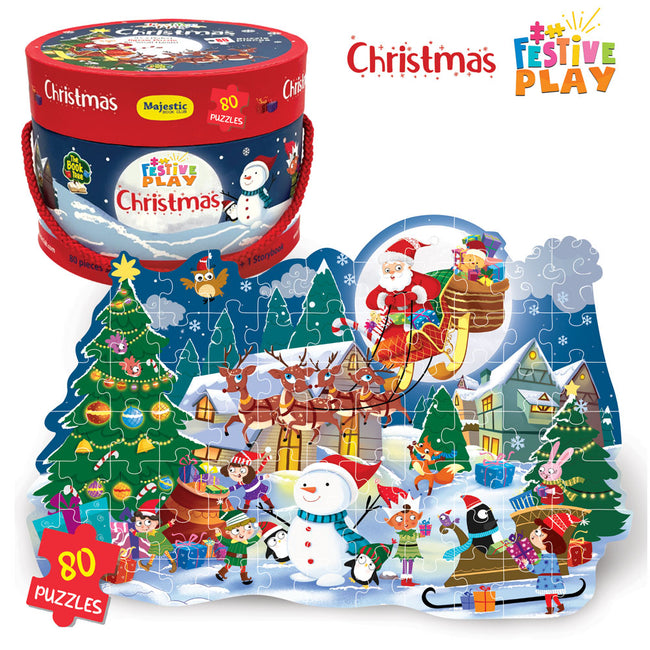 Puzzle Play Christmas Puzzle for Kids I 80 Festive Jigsaw Puzzle Pieces & 1 Storybook I Ideal Christmas Gift for Kids Age 3+ I Perfect Present by Majestic Book Club