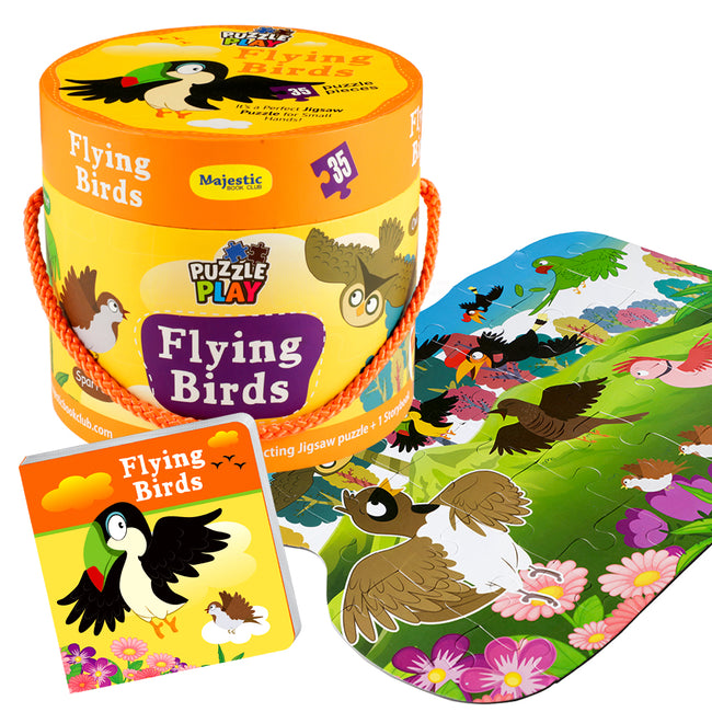 Flying Birds Puzzle Box for Kids Age 3+ I Educational Toy with 35 Jigsaw Puzzle Pieces + 1 Board Book