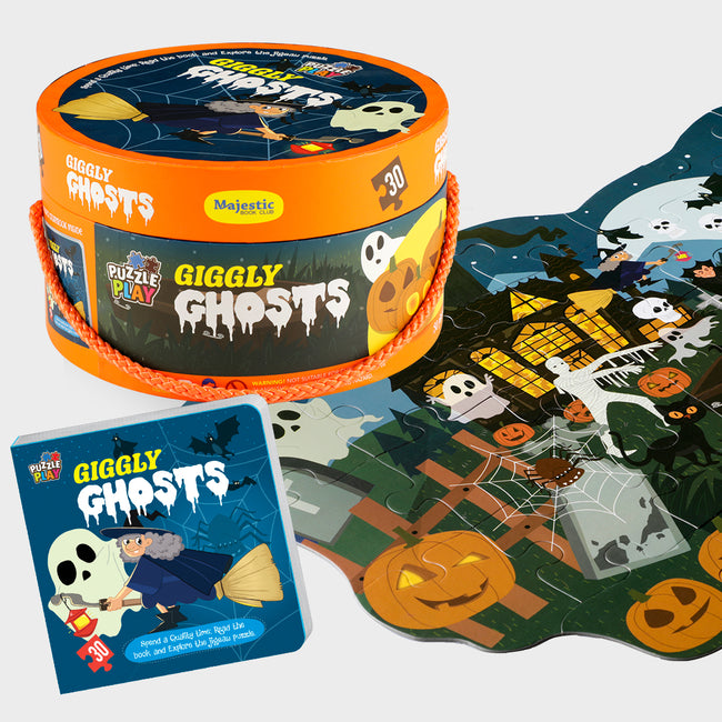 Giggly Ghosts Puzzle Box for Kids Age 3+ I Fun Toy with 30 Jigsaw Puzzle Pieces + 1 Board Book