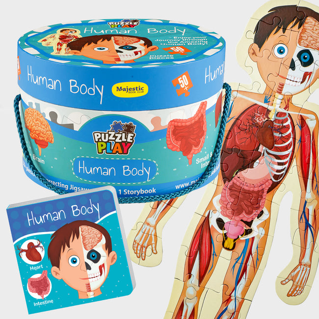 Human Body Puzzle Box for Kids Age 3+ I Educational Toy with 50+ Jigsaw Puzzle Pieces + 1 Board Book