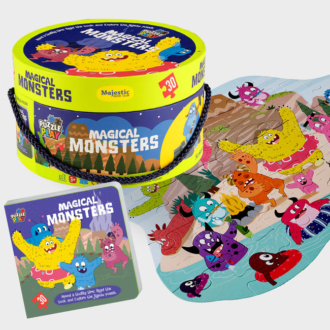 Magical Monsters Puzzle Box for Kids Age 3+ I Fun Toy with 30 Jigsaw Puzzle Pieces + 1 Board Book