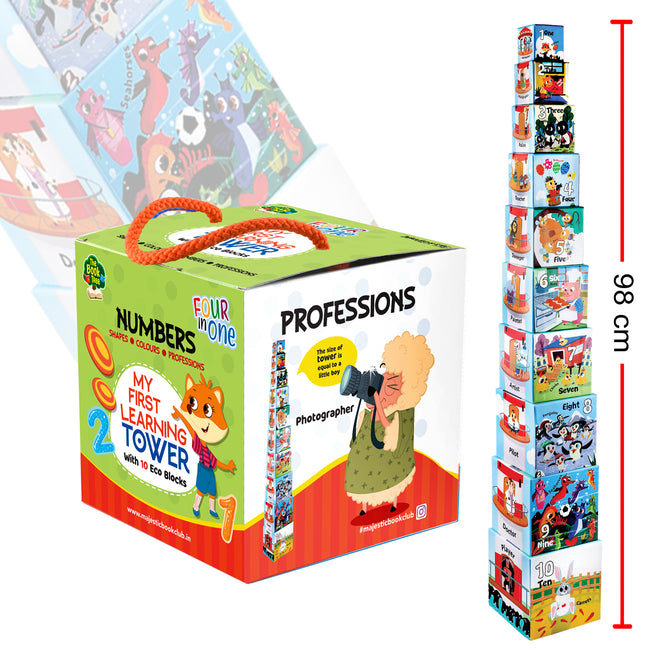My First Learning Tower: Numbers, Shapes, Colors & Professions - Stacking Cubes for Kids