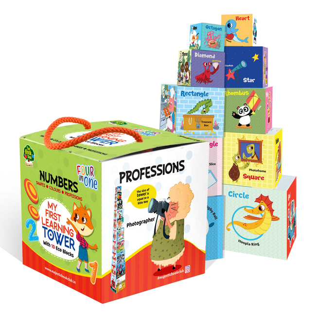 My First Learning Tower: Numbers, Shapes, Colors & Professions - Stacking Cubes for Kids