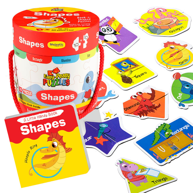 Shapes Puzzle Box for Kids Age 2+ I Educational Toy with 20 Jigsaw Puzzle Pieces + 1 Board Book