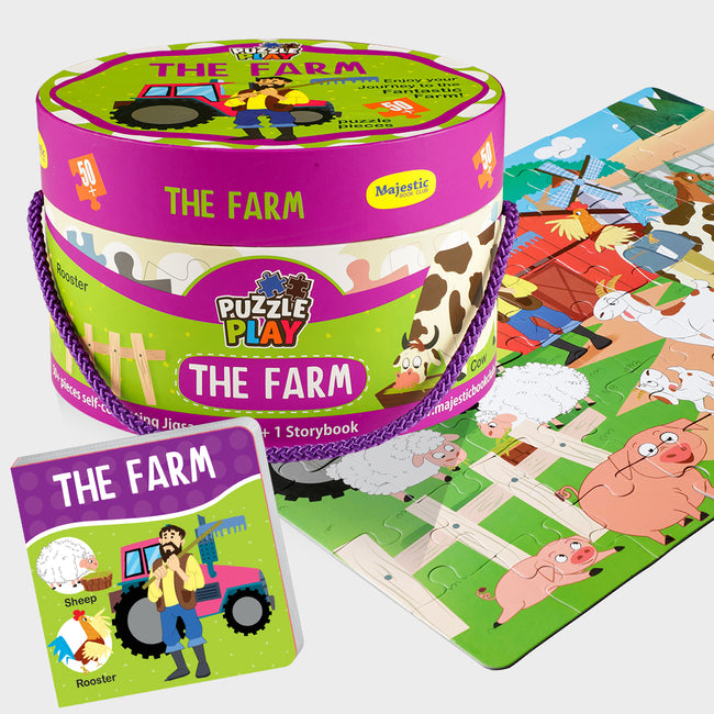 The Farm Puzzle Box for Kids Age 3+ I Educational Toy with 50+ Jigsaw Puzzle Pieces + 1 Board Book