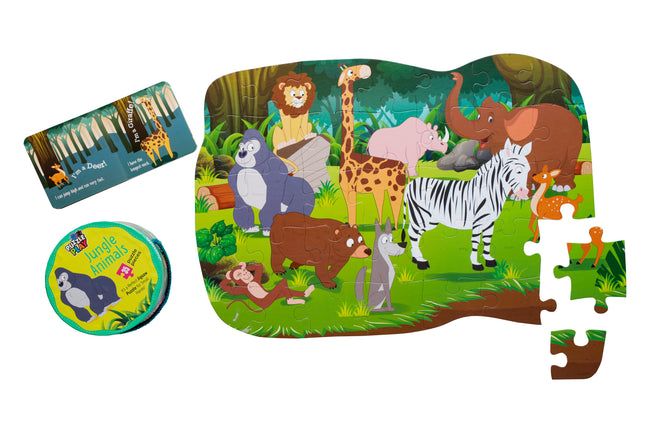 Jungle Animal Puzzle Box for Kids Age 3+ | Educational Toy with 35 Jigsaw Puzzle Pieces + 1 Board Book