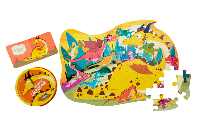 Deadly Dragon Puzzle Box for Kids Age 3+ I Fun Toy with 30 Jigsaw Puzzle Pieces + 1 Board Book