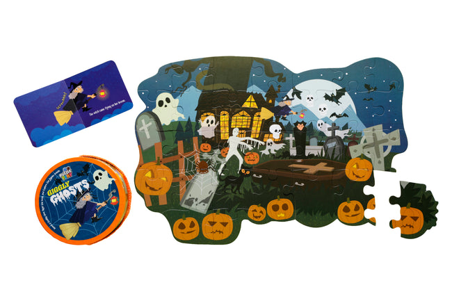 Giggly Ghosts Puzzle Box for Kids Age 3+ I Fun Toy with 30 Jigsaw Puzzle Pieces + 1 Board Book