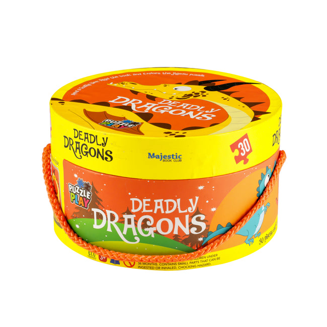Deadly Dragon Puzzle Box for Kids Age 3+ I Fun Toy with 30 Jigsaw Puzzle Pieces + 1 Board Book