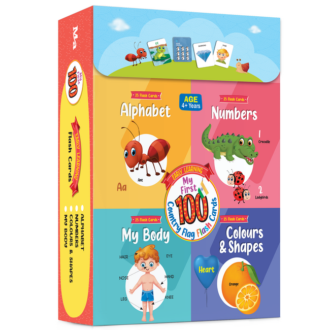 My First 100 Illustrated Flashcards: Alphabet, Numbers, My Body & Shapes - Explore The ABCs, Numbers, Anatomy, and Shapes, Fostering Early Literacy, numeracy, and Cognitive Development in Toddlers.