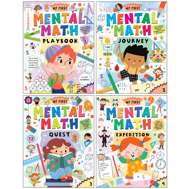 My First Mental Math 4 Books Set for Kids | Educational Learning Workbooks | 128 Pages | Counting, Addition, Subtraction, Multiplication, Division & Word Problems and More | Ages 5+