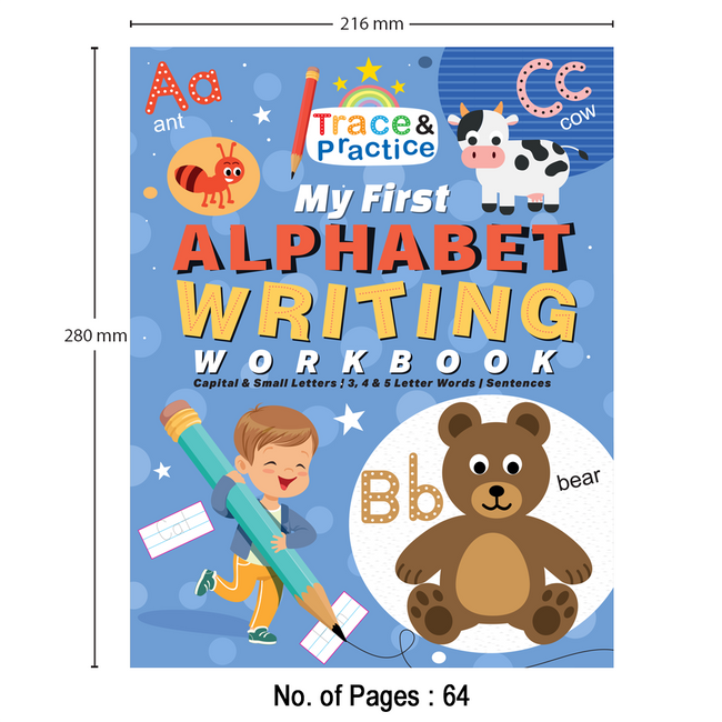 My First Trace & Practice Writing Workbooks for Kids – Set of 4 | Alphabet Writing, Cursive Writing, Pattern Writing & Hindi Sulekh Abhyas Pustika | Ages 3-7
