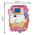 Unicorn Shaped Colouring Book for Kids, 4 Sketch Pens and Sticker Sheet, Unicorn Activity Colouring Kit, Art Set Gift for Children Ages 3+