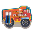 Vehicles Shaped Colouring Book for Kids, 4 Sketch Pens and Sticker Sheet, Transport Activity Colouring Kit, Gift Set for Children Ages 3+