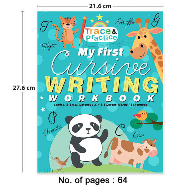 My First Cursive Writing Workbook for Kids | Capital & Small Letters, Joining Letters, 3, 4 & 5 Letter Words & Sentences | Cursive Handwriting Practice Book | 64 Pages | Ages 5-8