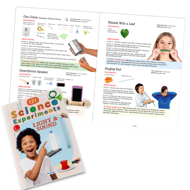 121 Science Experiments  : Light & Sound Book for Kids Ages 8+