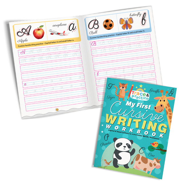 My First Trace & Practice Writing Workbooks for Kids – Set of 4 | Alphabet Writing, Cursive Writing, Pattern Writing & Hindi Sulekh Abhyas Pustika | Ages 3-7