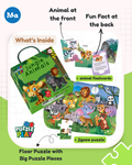 Puzzle Play Jungle Animals Floor Puzzle for Kids | 35 Piece Jigsaw Puzzle + 25 Flash Cards | Educational Learning Toy for Boys & Girls Age 4+ | Lion, Giraffe, Gorilla & More