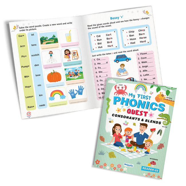 My First Phonics Reader Set of 4 Books | Alphabet, Short & Long Vowels, Consonants & Blends, Words & Sentences | Early Reading Practice for Preschool & Kindergarten Kids Age 3+