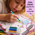 Unicorn Shaped Colouring Book for Kids, 4 Sketch Pens and Sticker Sheet, Unicorn Activity Colouring Kit, Art Set Gift for Children Ages 3+