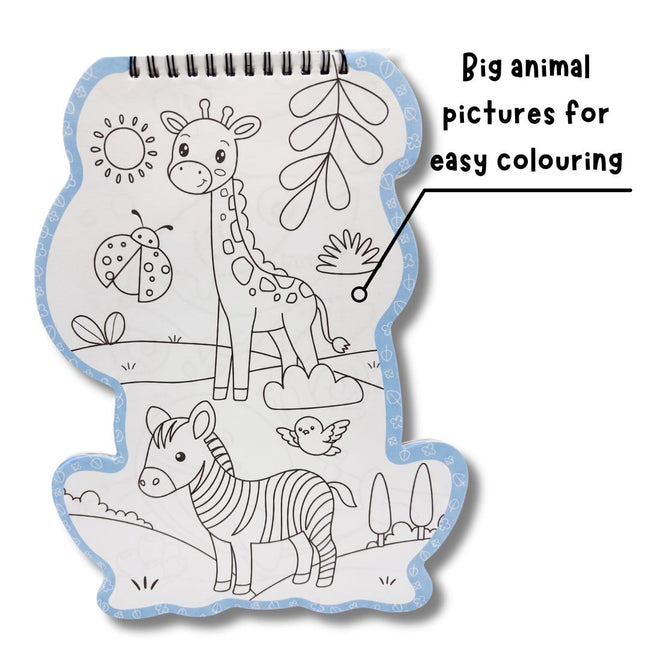 Animals Shaped Colouring Book for Kids Ages 3+, Includes 4 sketch Pens and Sticker Sheet, Animal Colouring Gift Set for Boys and Girls