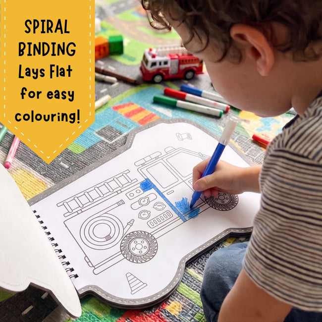 Vehicles Shaped Colouring Book for Kids, 4 Sketch Pens and Sticker Sheet, Transport Activity Colouring Kit, Gift Set for Children Ages 3+