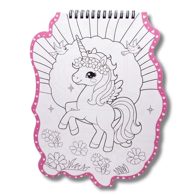 Unicorn Shaped Colouring Book for Kids, 4 Sketch Pens and Sticker Sheet, Unicorn Activity Colouring Kit, Art Set Gift for Children Ages 3+