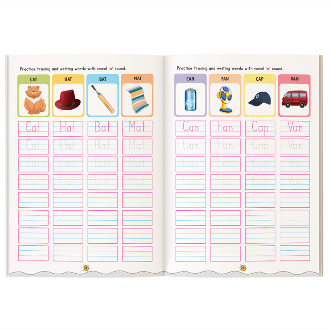 My First Alphabet Writing Workbook for Children | Trace & Practice Series | Trace & Write Capital Letters, Small Letters, Words with Vowel Sounds & Simple Sentences | Early Writing Practice Book | 64 Pages | Ages 3-6