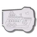 Vehicles Shaped Colouring Book for Kids, 4 Sketch Pens and Sticker Sheet, Transport Activity Colouring Kit, Gift Set for Children Ages 3+