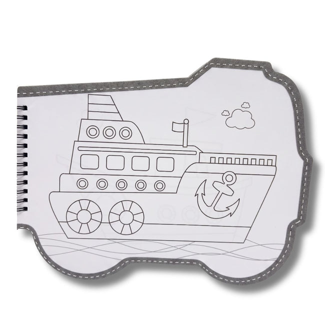 Vehicles Shaped Colouring Book for Kids, 4 Sketch Pens and Sticker Sheet, Transport Activity Colouring Kit, Gift Set for Children Ages 3+