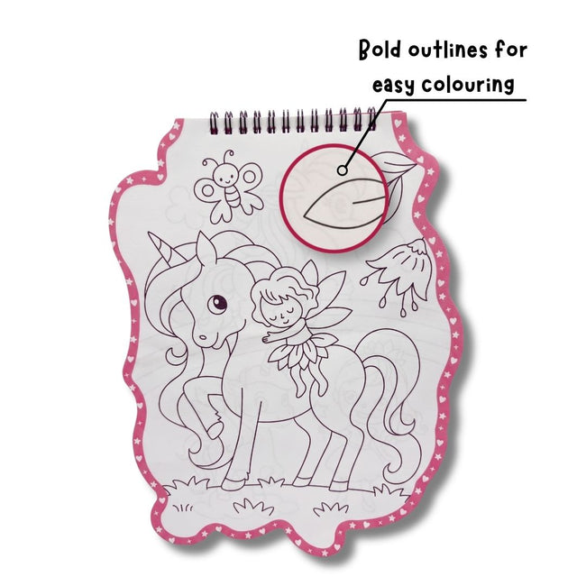 Unicorn Shaped Colouring Book for Kids, 4 Sketch Pens and Sticker Sheet, Unicorn Activity Colouring Kit, Art Set Gift for Children Ages 3+